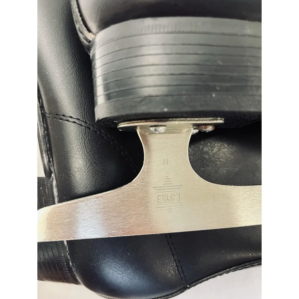 Lake Placid Ice Skates Size 10 Men Black‎ Figure Skates Model 283 Vtg Vinyl NEW